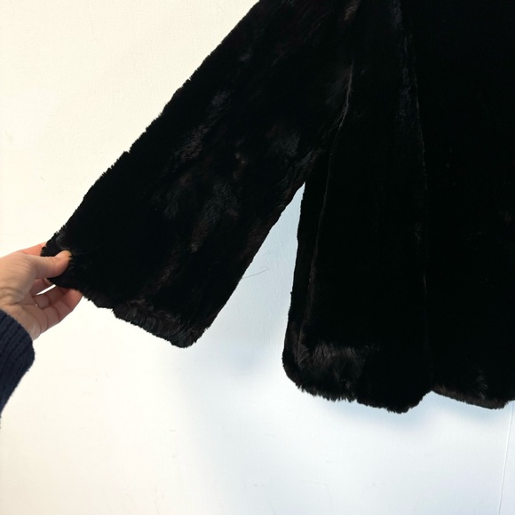 Vintage Real Fur Coat Black Beaver Muskrat Large Morris Furs Limited Mob Wife - Picture 4 of 12